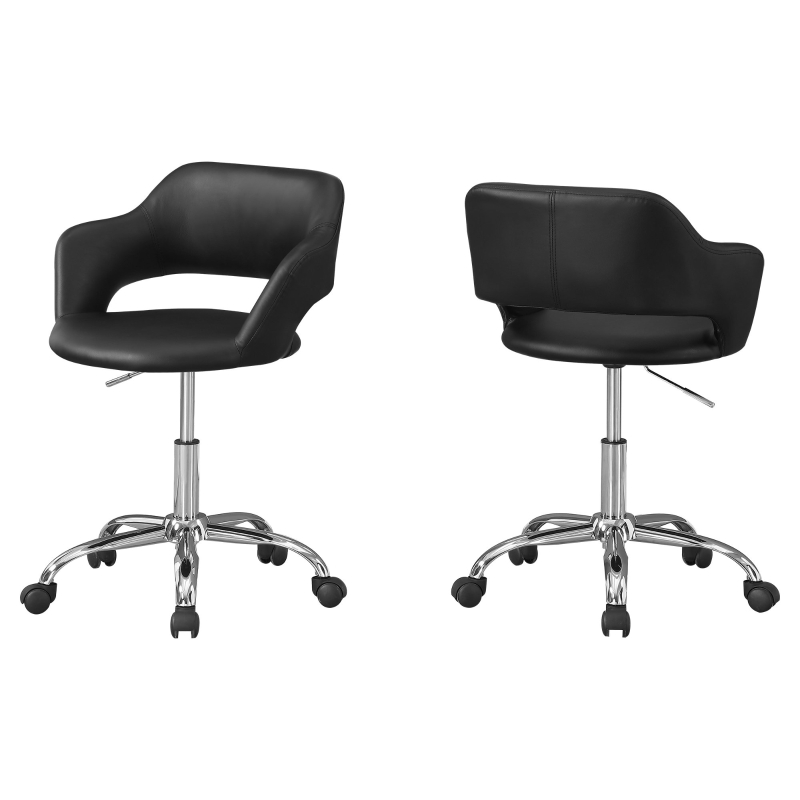 Monarch Faux Leather Hydraulic Swivelling Office Chair - Black / Chrome