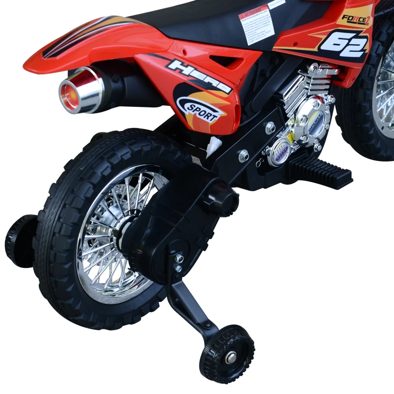 Aosom Cruising Kids Dirt Bike Electric Motorcycle with Charging 6V Battery, Real Driving Sounds, Built-In Music, Red