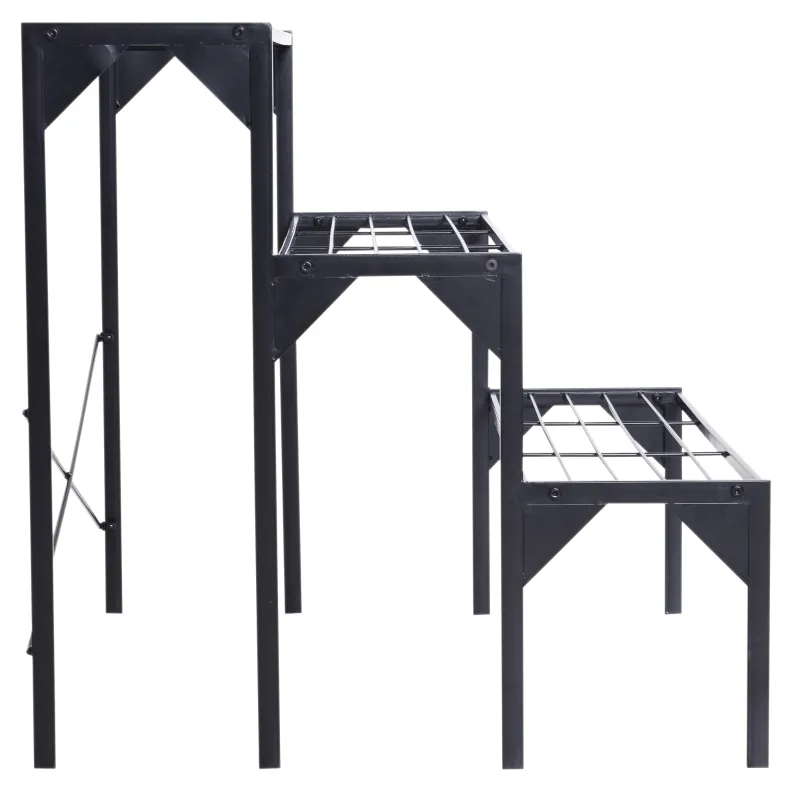 Outsunny Outdoor Plant Stand, 3 Tier Flower Stand, Metal Plant Shelf for Indoor Home & Outdoor Patio Balcony Yard Use