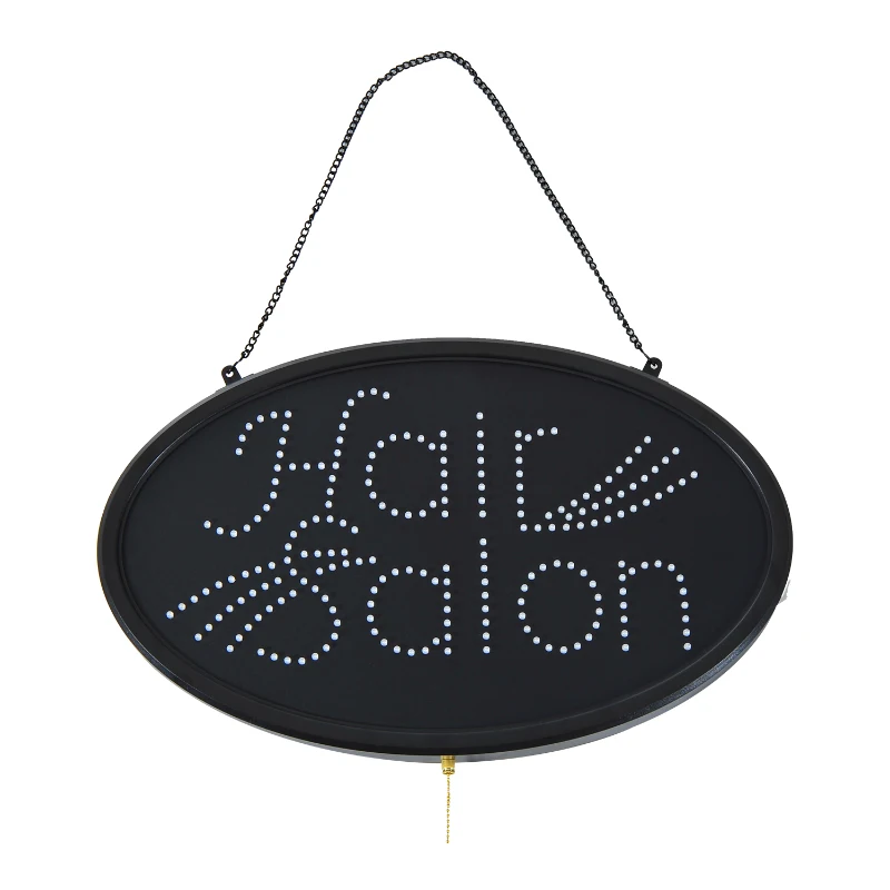 LED Hair Salon Store Sign - 3 Flash Patterns - Black Board/Colourful Bulbs