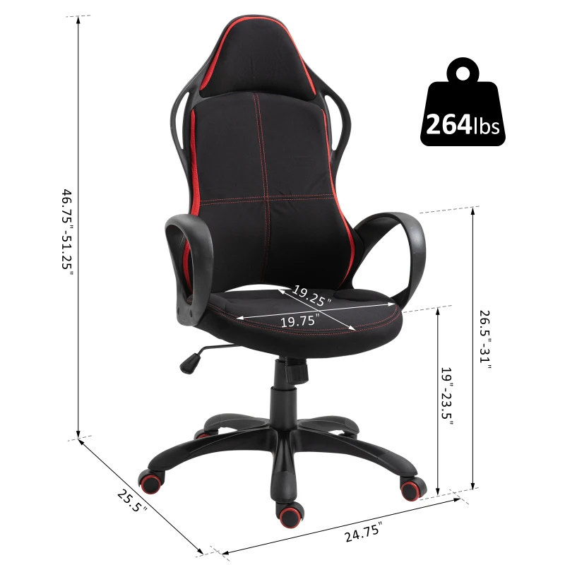 Vinsetto Executive Racing Office Chair Rocking Office Chair Adjustable Padded Seat with Wheels Black/ Red