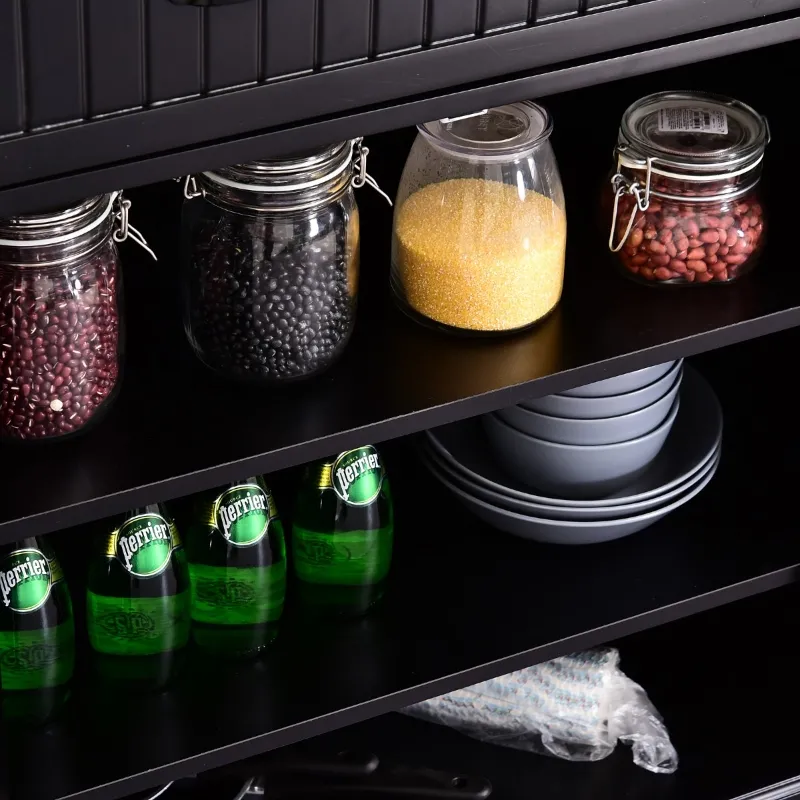 HOMCOM 72" Traditional Freestanding Kitchen Pantry Cabinet Cupboard with Doors and 3 Adjustable Shelves, Black