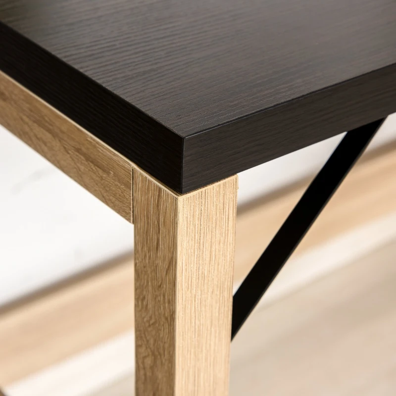 HOMCOM Computer Desk Home Office Study Writing Rectangle Workstation with Storage Shelves 3-Tier Bookshelf, Wide Display Table, Black/Oak