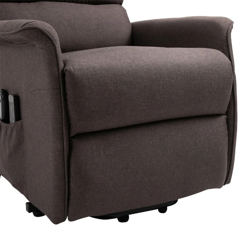 HOMCOM Power Lift Assist Recliner Chair for Elderly with Remote Control, Linen Fabric Upholstery, Brown