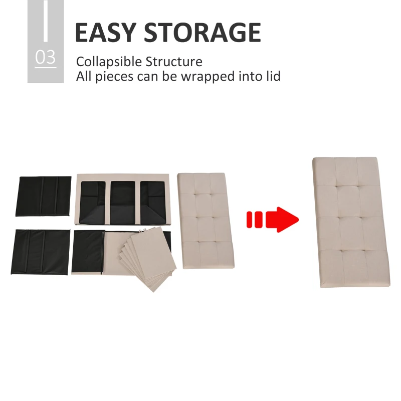 HOMCOM Modern Folding Shoe Storage Bench with Flipping Lid, Ottoman Bench for Bedroom & Hallway with 9 Cubes, Beige