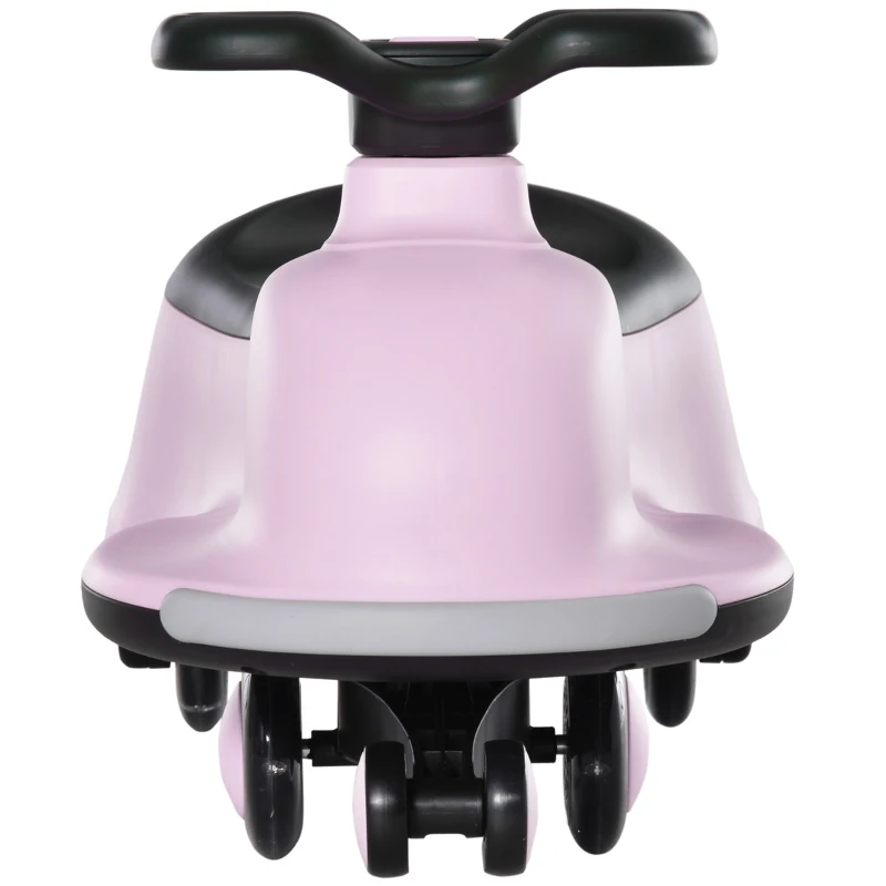 Qaba Kids Wiggle Car Ride on Toy with LED Flashing Wheels, Swing Car for Toddlers, No Batteries, Gears or Pedals - Twist, Turn, Wiggle Movement to Steer, Dolphin Shaped Pink