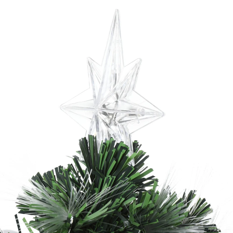 HOMCOM 6ft Christmas Tree Pre-Lit Artificial with Pink and Yellow Fiber-Optic Ball LED Lights