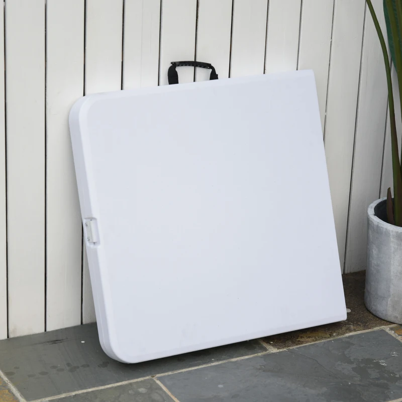 Outsunny 4ft Outdoor Folding Camping Table Garden Backyards BBQ Party Picnic Adjustable Table White