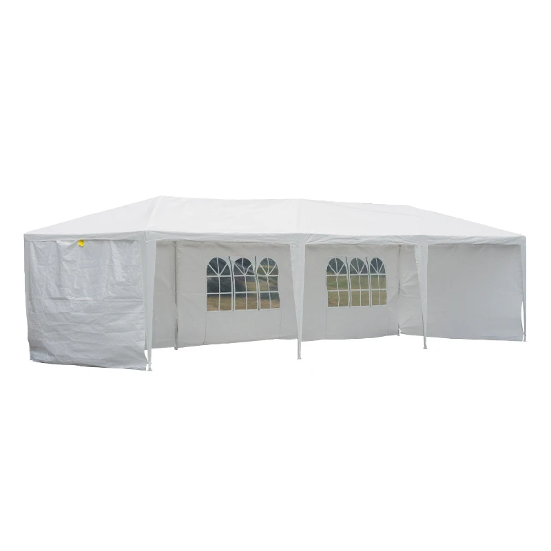 Outsunny 10X30ft Gazebo Canopy Party Tent Outdoor Event Sunshade Portable with 5 Removable Sidewalls White