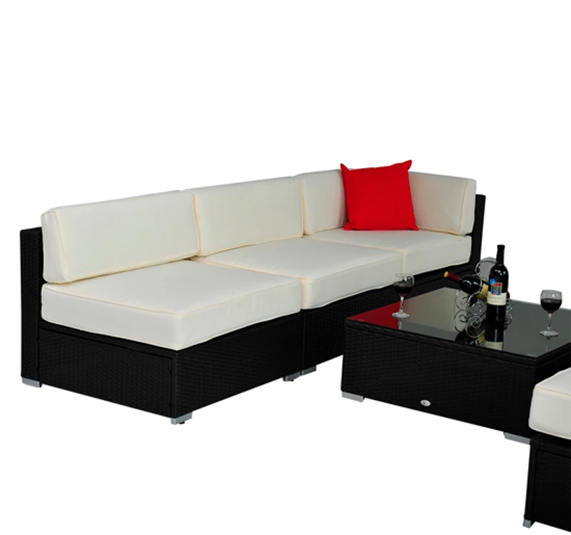 Outsunny 7pc Outdoor Rattan Sectional Patio Furniture Set - Cream/Brown