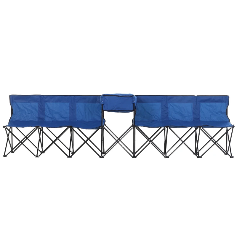 Outsunny 6-Person Folding Camping Bench Chair Sport Seat Folding Cooler Bag w/ Carrying Case