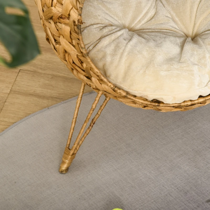 PawHut Elevated Cat House, 20.5" Natural Hyacinth Basket, Cozy and Breathable Design for Cats' Comfort and Circulation