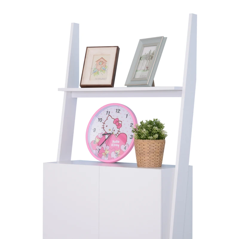 HOMCOM 3 Tier Ladder Shelving Unit 2 Cabinet White
