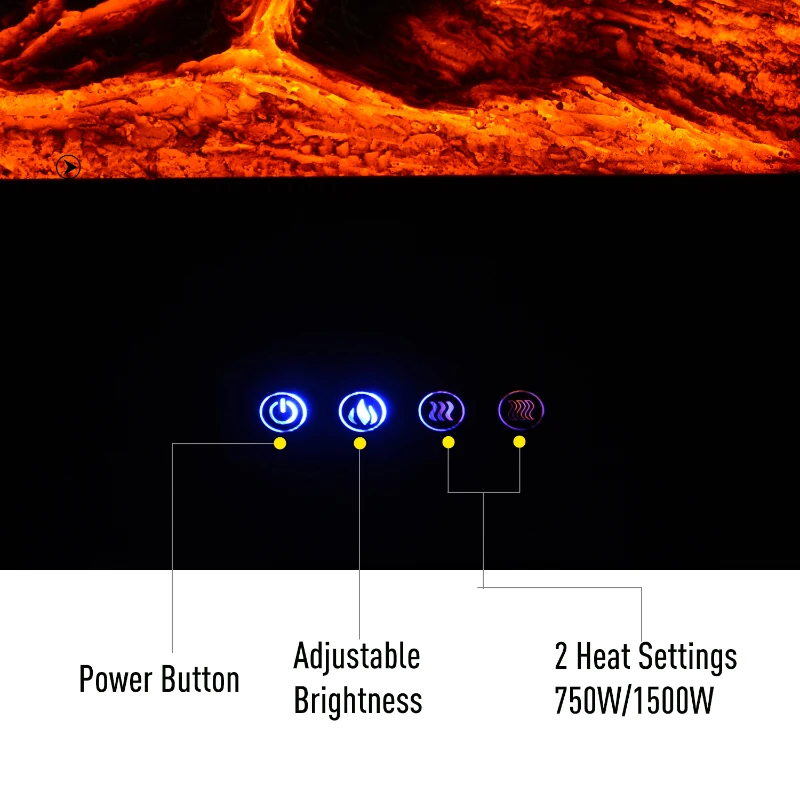 HOMCOM Wall Mounted / Free Standing Electric Fireplace 750W/1500W w/ Remote