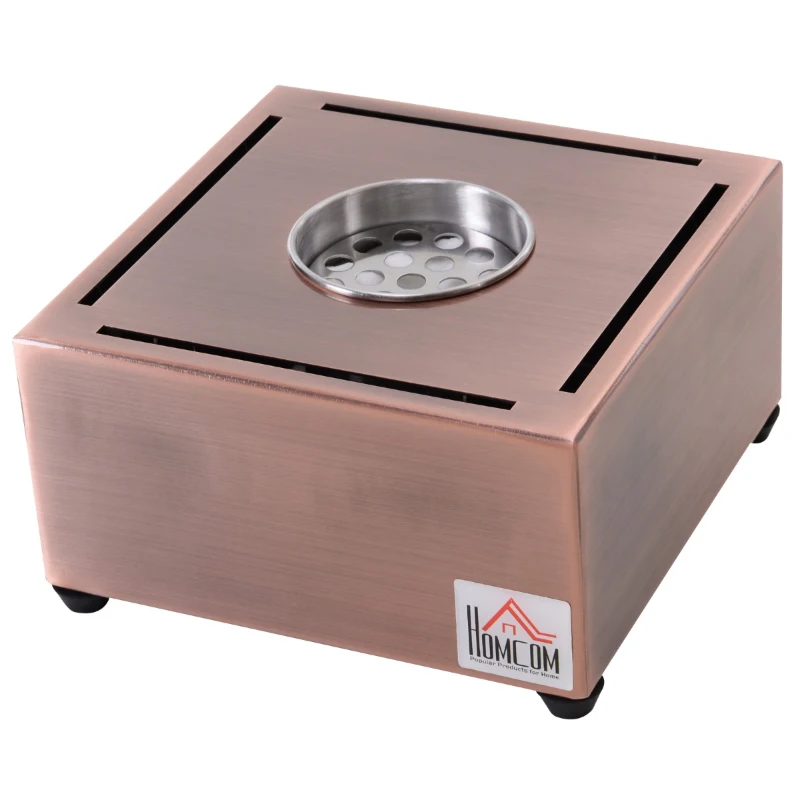 HOMCOM Ethanol Fireplace, 7.75" Tabletop 0.10 Gal Stainless Steel 160 Sq. Ft., Burns up to 2 Hours, Bronze