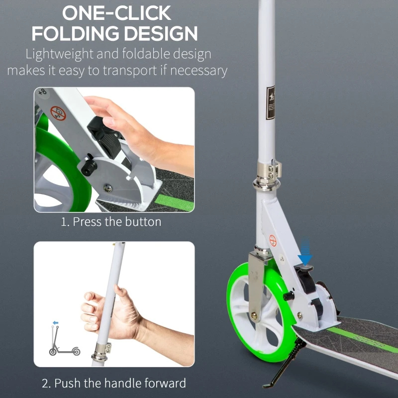 Soozier Foldable Kick Scooter with Adjustable Handlebar, Rear Brake, Front Shock-Absorbing and Aluminum Frame for 14 Years Old and Up Teens Adult