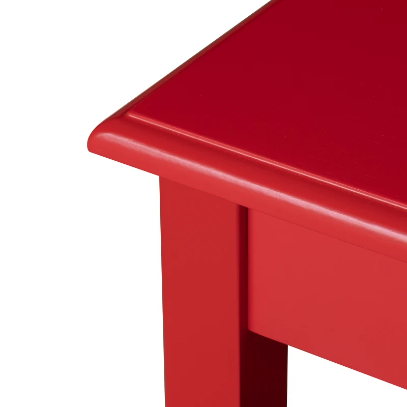 HOMCOM Modern 2-Tier Acacia Wood End Table Side Desk with Cup Holder and  Lower Shelf - Red