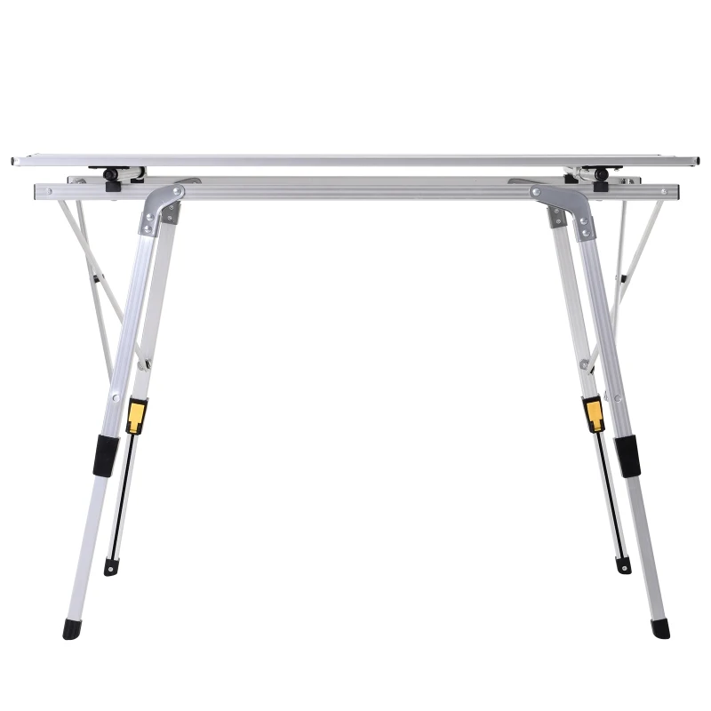 Outsunny Aluminum Foldable Camping Table Portable Lightweight Roll-up Picnic Table with Adjustable Height Design