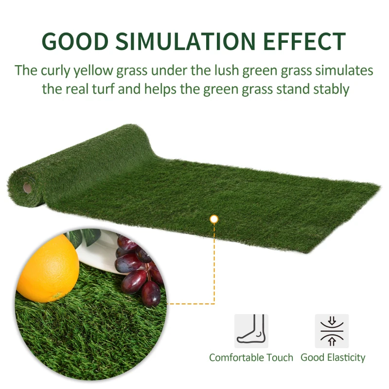 Outsunny 13.1' x 3.3' Artificial Grass Carpet Garden Synthetic Turf Outdoor Fake Grass Mat Lawn with 35mm Pile Height Drain Holes