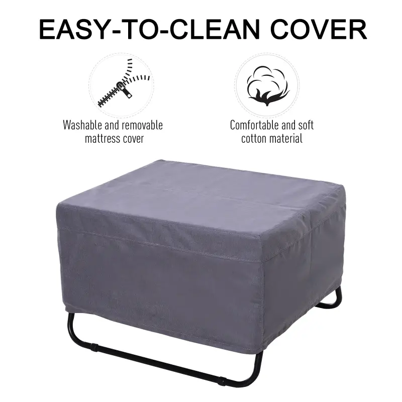 HOMCOM Portable Folding Bed, Single Guest Bed Convertible Sleeper with Wheels, Mattress with Frame, Grey