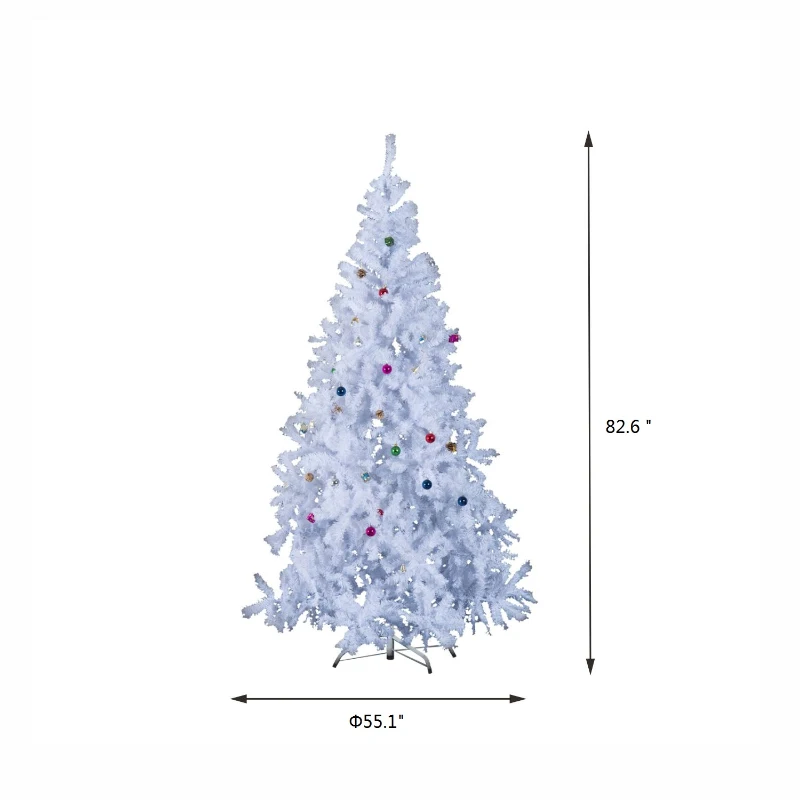 HOMCOM 7ft Artificial Christmas Tree Xmas Holidays Décor with Ornament White