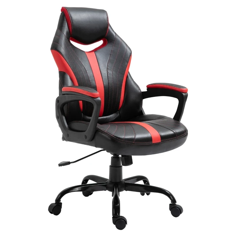Vinsetto Racing Style Gaming Chair Ergonomic High Back Computer Office Chair PU Leather with 360° Swivel Rocking Adjustable Height Padded Armrest Red