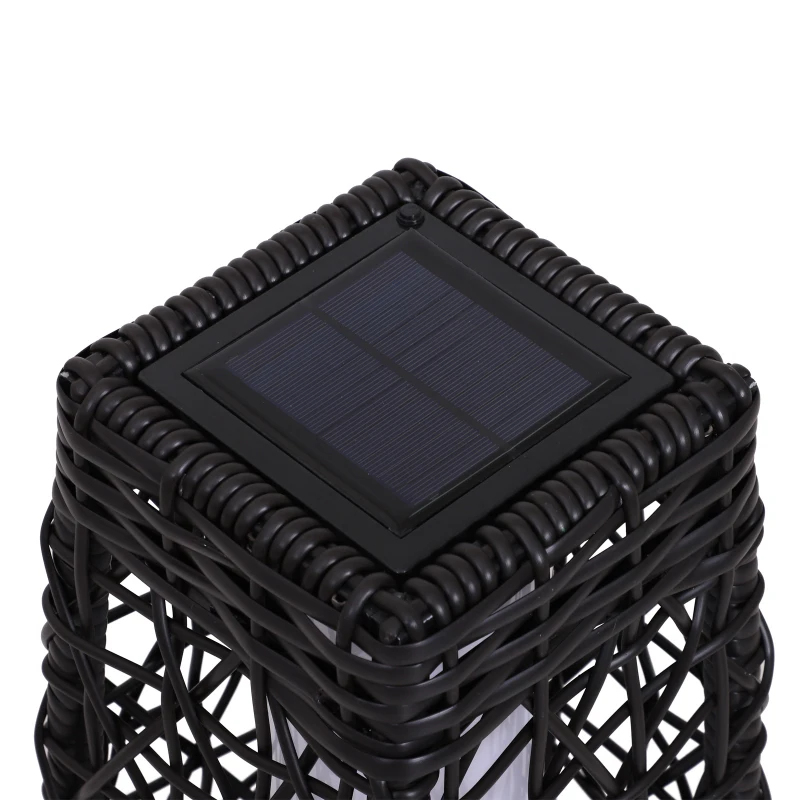 Outsunny Garden Solar Powered LED Rattan Floor Lamp Outdoor Decorative Deck Standing Lantern Yard Wicker Path Lights