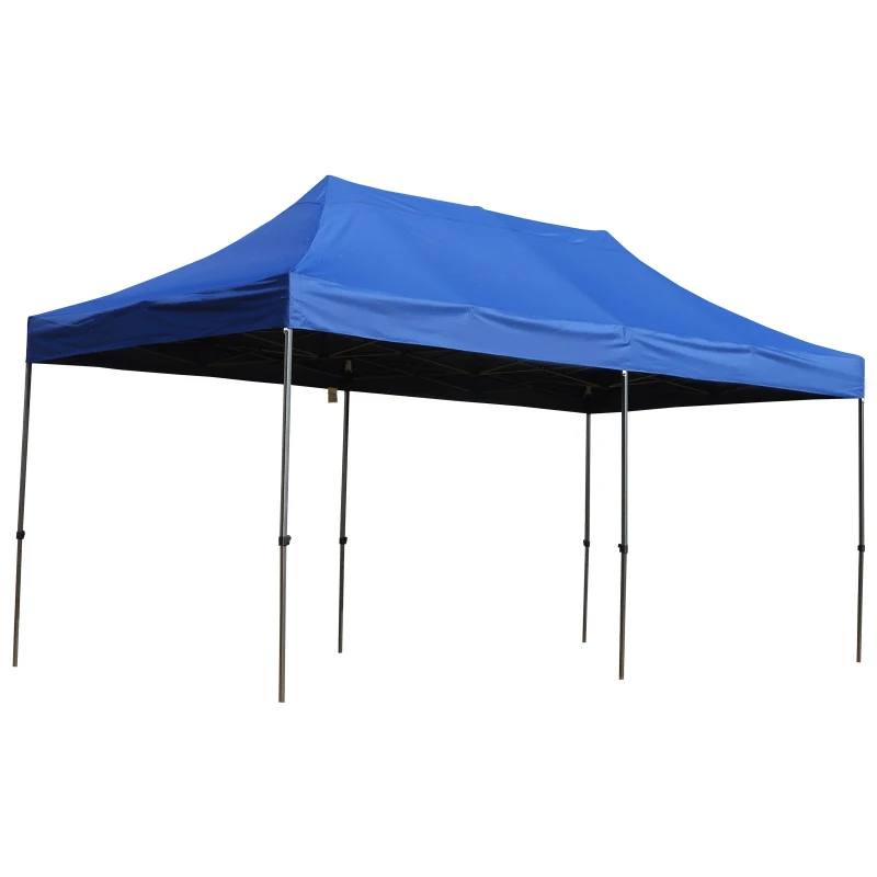 Outsunny 10' x 20' Pop Up Canopy Tent, Instant Sun Shelter, Tents for Parties, Height Adjustable, with Wheeled Carry Bag, for Outdoor, Garden, Patio, Dark Blue