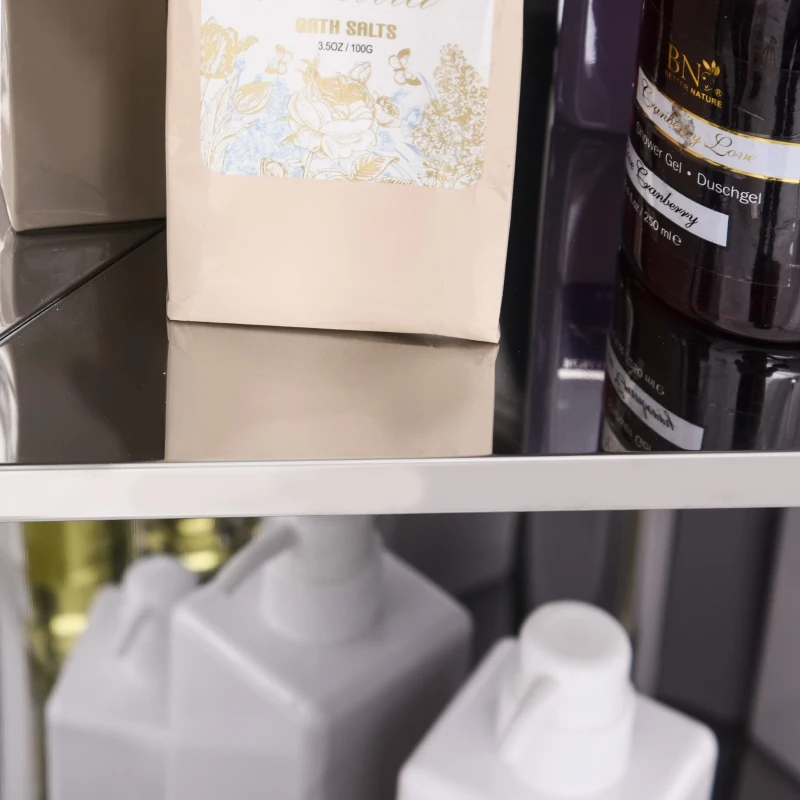 kleankin 30 Inch x 18 Inch x 11 Inch Corner Medicine Cabinet, Wall Mounted Mirror Cabinet with Double Doors and 3 shelves, Multipurpose Storage Organizer for Bathroom