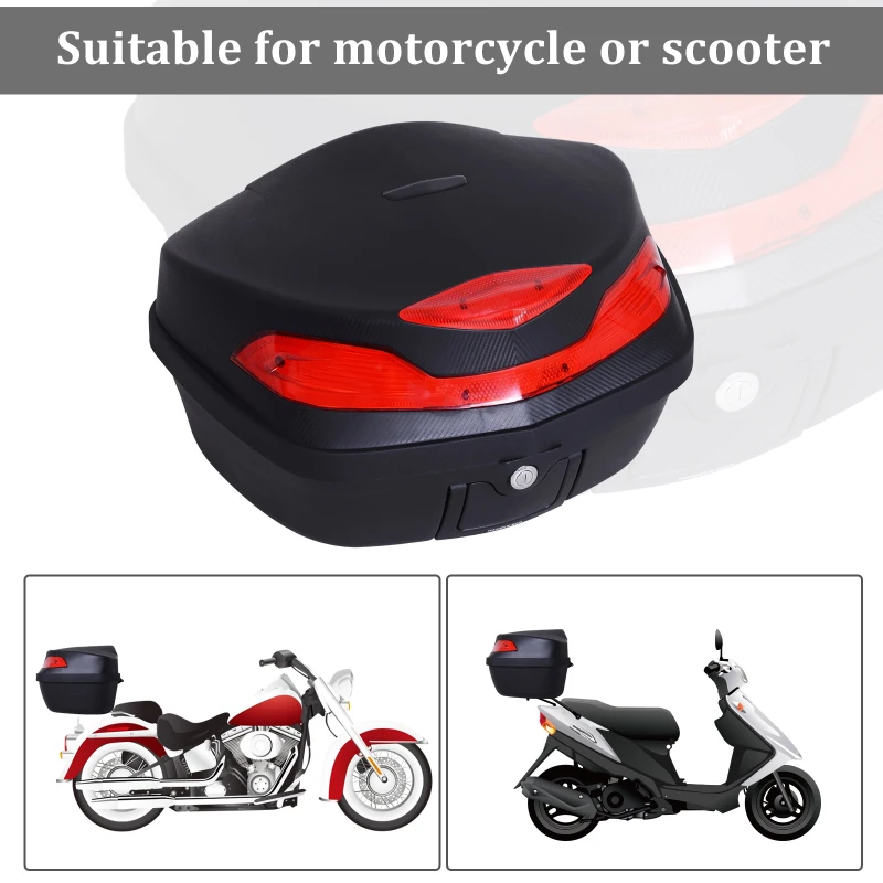 HOMCOM Motorcycle Tail box 48L Top Case Motorbike Trunk Helmet Carrier Luggage w/ Keys