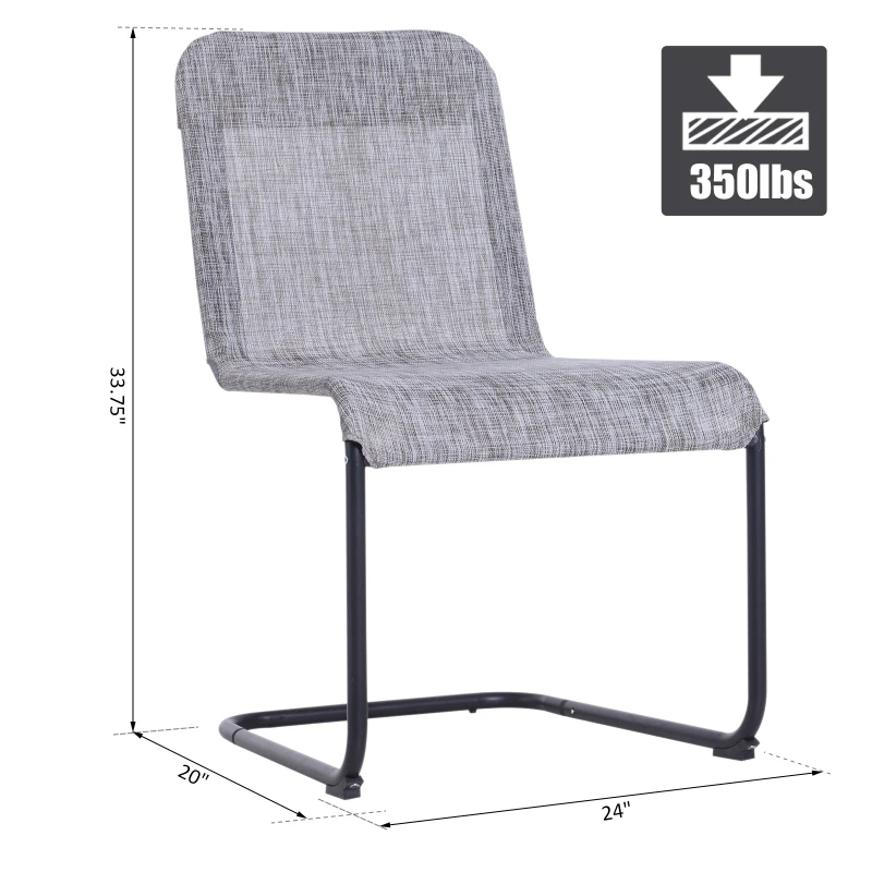 Armless Texteline Chair Garden Deck Lounge Dining Seat Set of 2