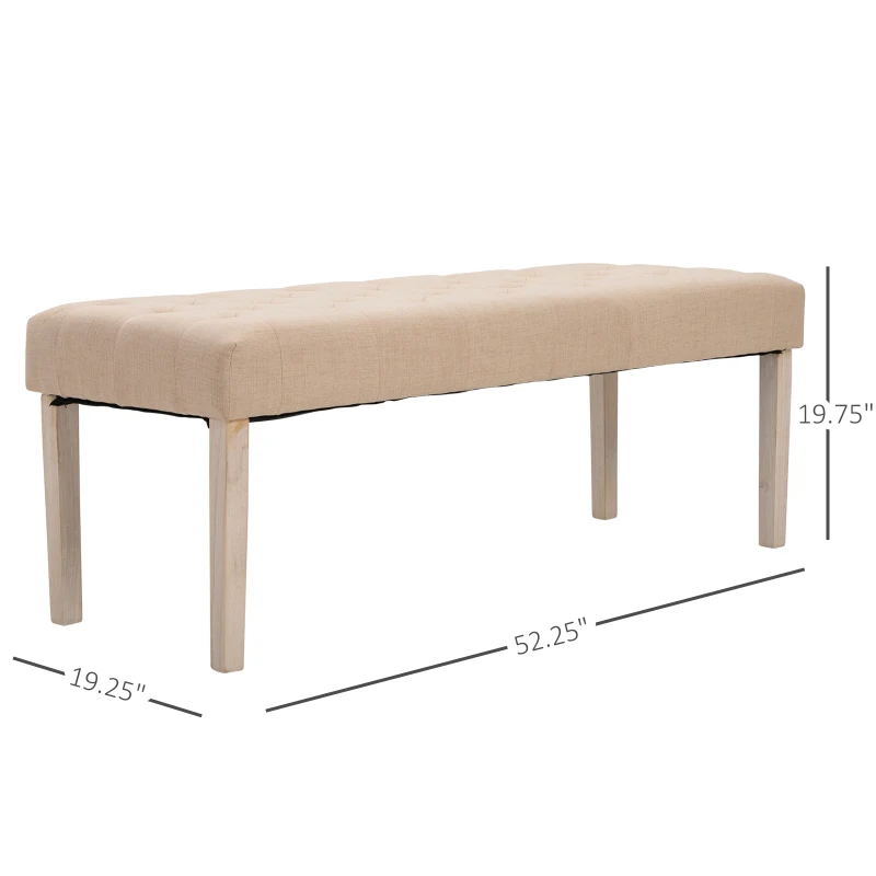 HOMCOM Modern Simplicity Household Bed End Footstool with Soft Sponge Cushion  52" W  Beige