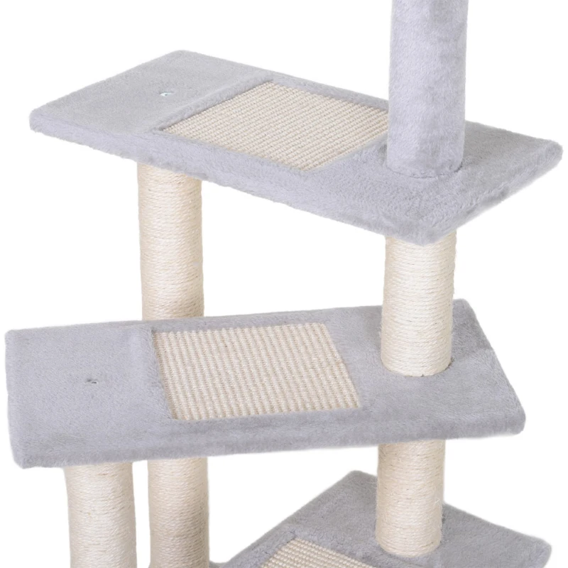 PawHut 40" Cat Tree Scratcher Kitty Activity Center Climber Plush Perch Grey