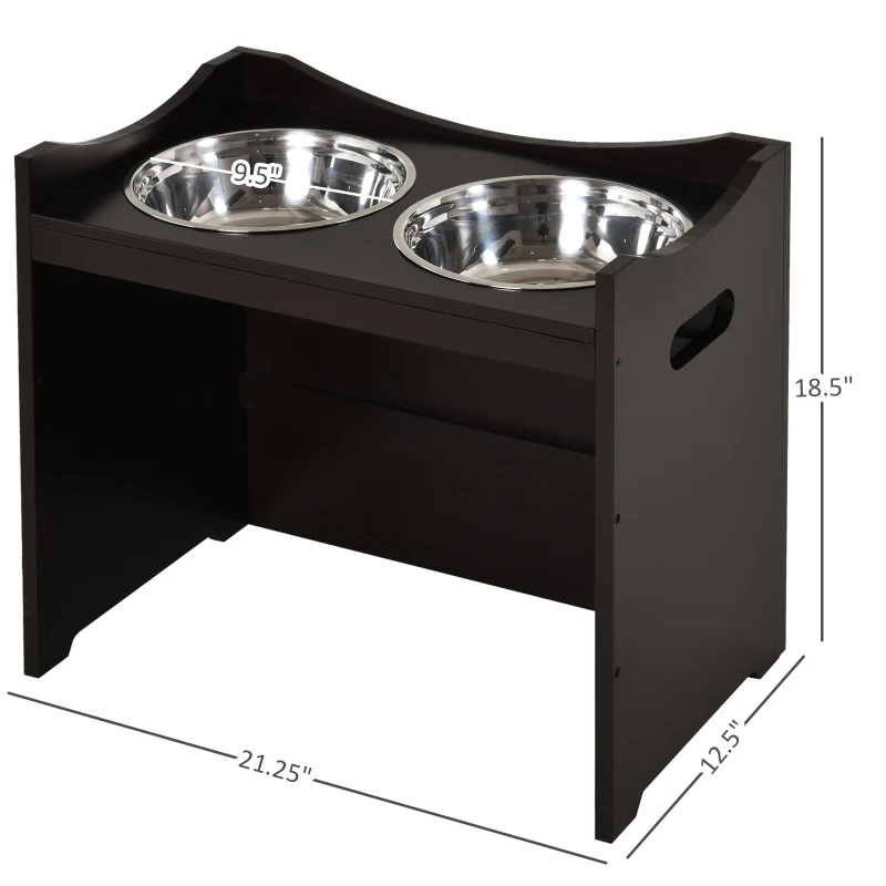 PawHut Raised Elevated Pet Bowls Stainless Steel Bowl Adjustable Dog Bowl Platform