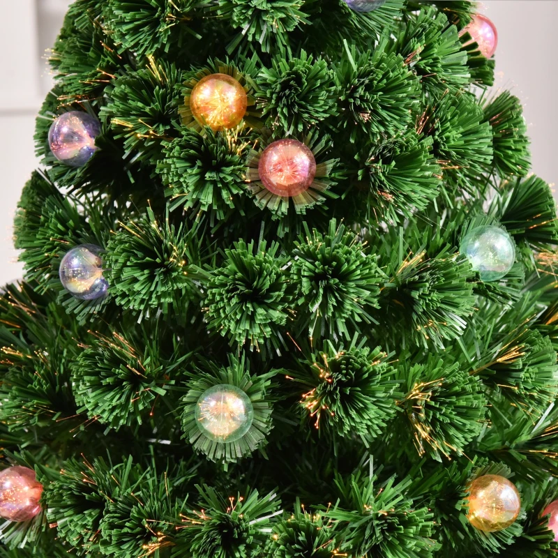 HOMCOM 3 FT Pre-Lit Artificial Table Christmas Tree, Fiber Optic Holiday Home Xmas Indoor Decoration with Golden Stand, Green