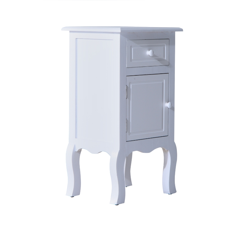 HOMCOM Wood Night Stand Bedroom Bedside End Table with Storage Drawer and Cabinet White
