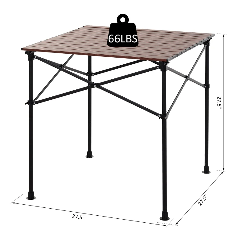 Outsunny Portable Roll-up Aluminum Folding Picnic Table Outdoor Lightweight BBQ Party, with Carrying Bag