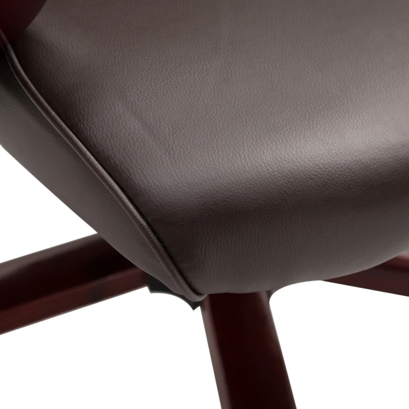 Vinsetto High Back Faux Leather Office Chair with Button Tufted Design, Executive Computer Desk Chair with Solid Wood Feet and Arms, Brown