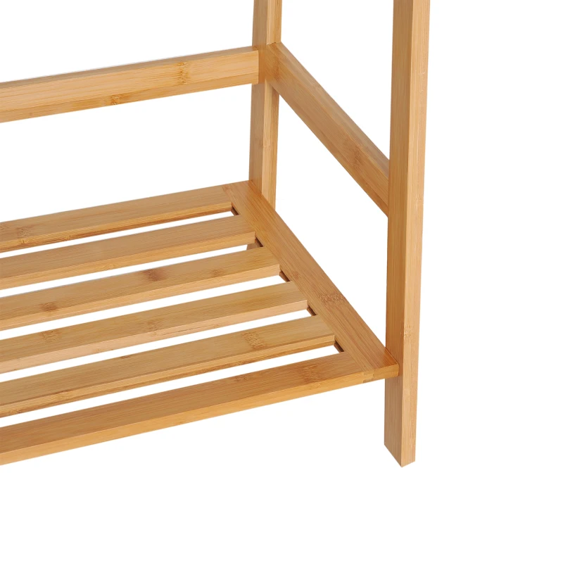 HOMCOM 4 Tier Bamboo Multi-Functional Storage Rack Ladder Bookcase Bathroom Shelf Shelving Unit Display Stand