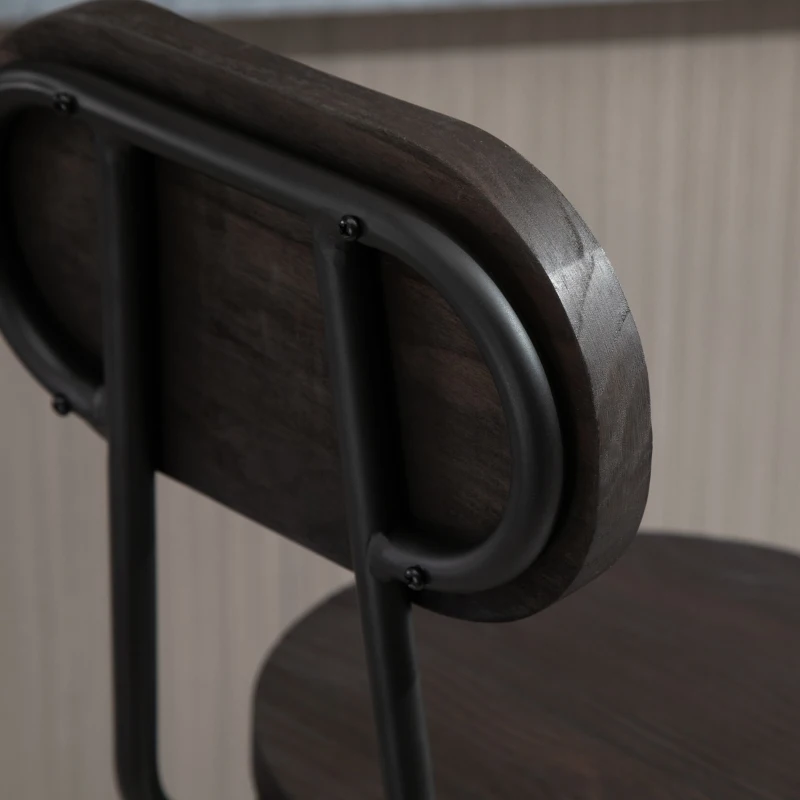 HOMCOM Set of 2 Swivel Mid-Back Barstools, Industrial Style Kitchen Stool Wooden Seat Armless with Adjustable Height ,Steel Frame