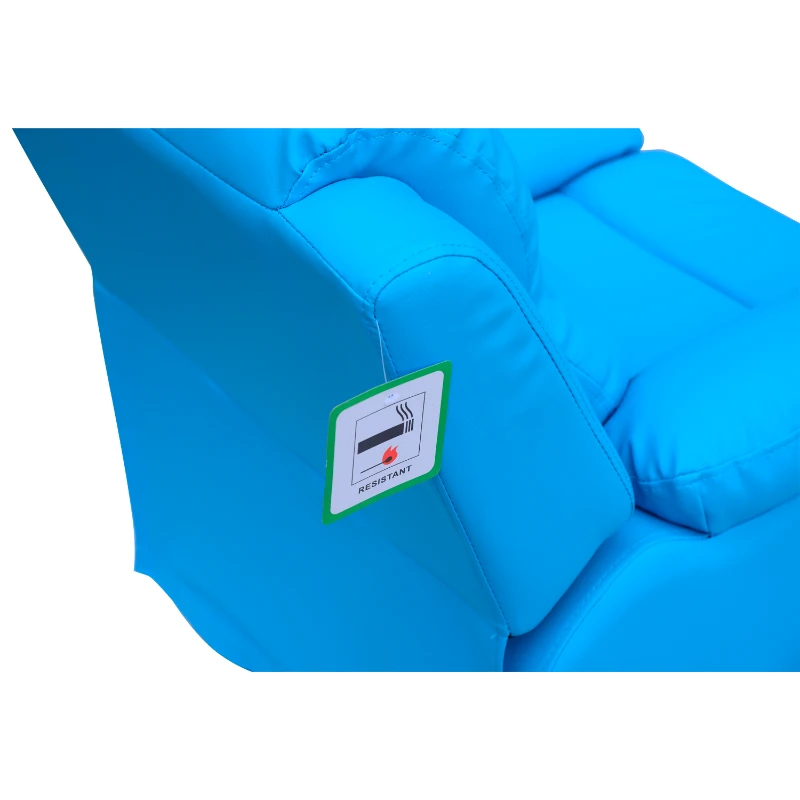 HOMCOM Deluxe Padded Children’s Recliner Sofa Kids Chair with Storage Arms (Blue)