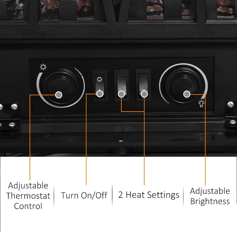 HOMCOM Free Stand Electric Fireplace Stove Heater with Adjustable LED Flame Effect and Front Door, 750W/1500W, Black