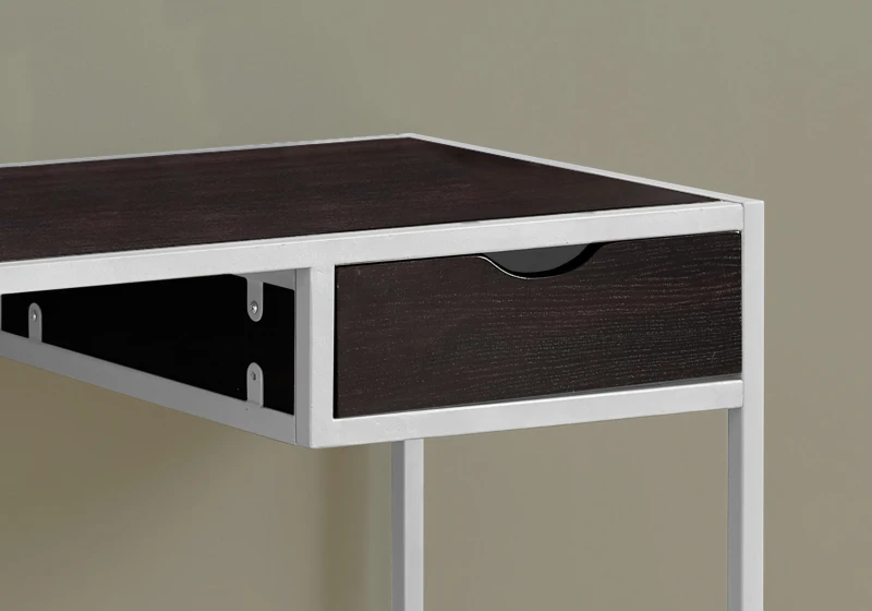 Monarch 42" Contemporary Compact Computer Writing Desk - Cappuccino / Silver Metal