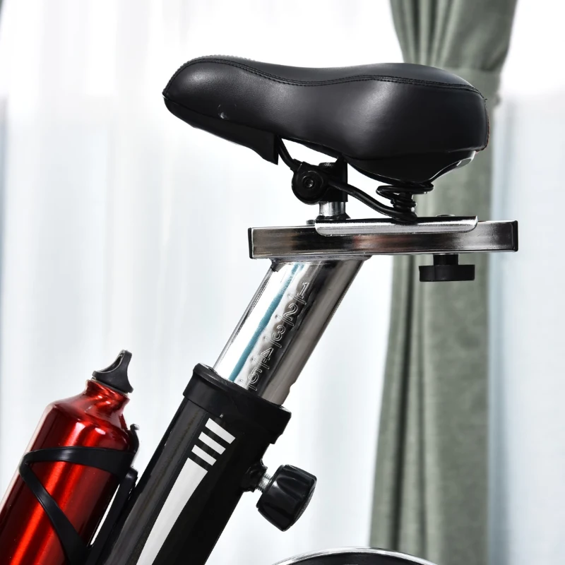 Soozier Stationary Exercise Bike with Deluxe Design Triangular Stand with Adjustable Resistance 28lbs Flywheel Phone Pad and Bottle Holder and LCD Monitor for Home Cardio Workout Fitness