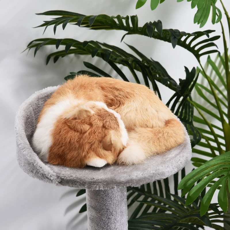 PawHut 40" Cat Tree Scratcher Kitty Activity Center Climber Plush Perch Grey