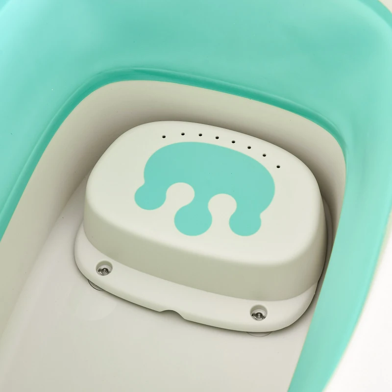 Qaba Folding Baby Bathtub 4pcs Esthetic Basin Sucker Seat Non-Slip Support Portable