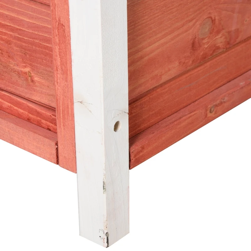 PawHut Outdoor Cat House Wooden Feral Cat Shelter, 2-Story Kitten Condo with Sisal Ramp, Weatherproof Roof and Balcony, Red