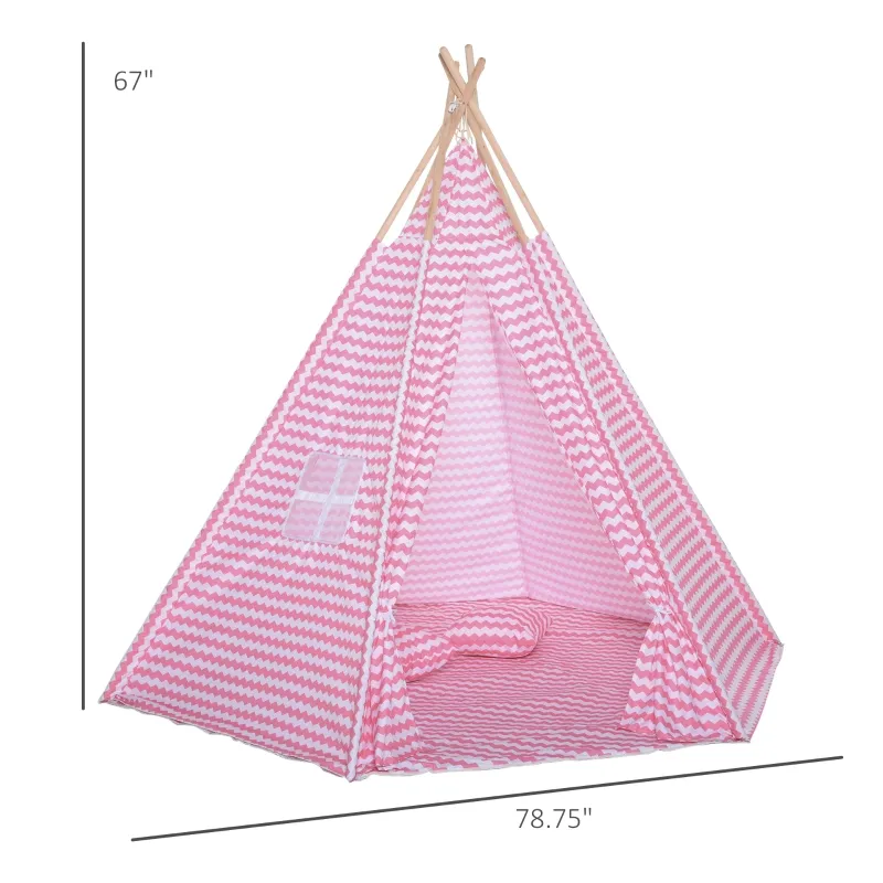 Qaba Kids Tent, Toddler Play Tent with Mat, Pillows, Observation Window and Carrying Bag, Playhouse for Indoor/Outdoor