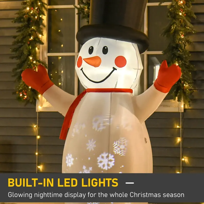 HOMCOM 6ft Christmas Inflatables Outdoor Decorations Glowing Snowman, Blow-Up Yard Christmas Decor with LED Lights Display