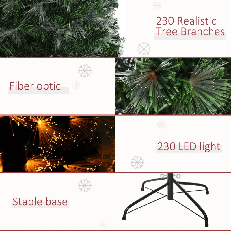 HOMCOM 6ft Artificial Tree Multi-Colored Pre-Lit Holiday Christmas Decoration